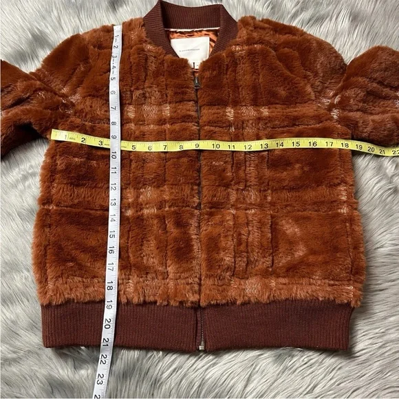 Anthropologie Plaid Teddy Fuzzy Bomber Jacket Size XS - Picture 4 of 14